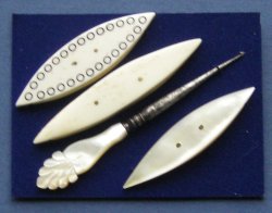 bone and mother-of-pearl shuttles