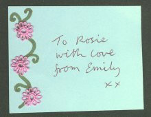card with picot flowers stuck on